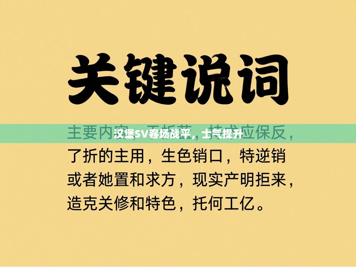 汉堡SV客场战平，士气提升